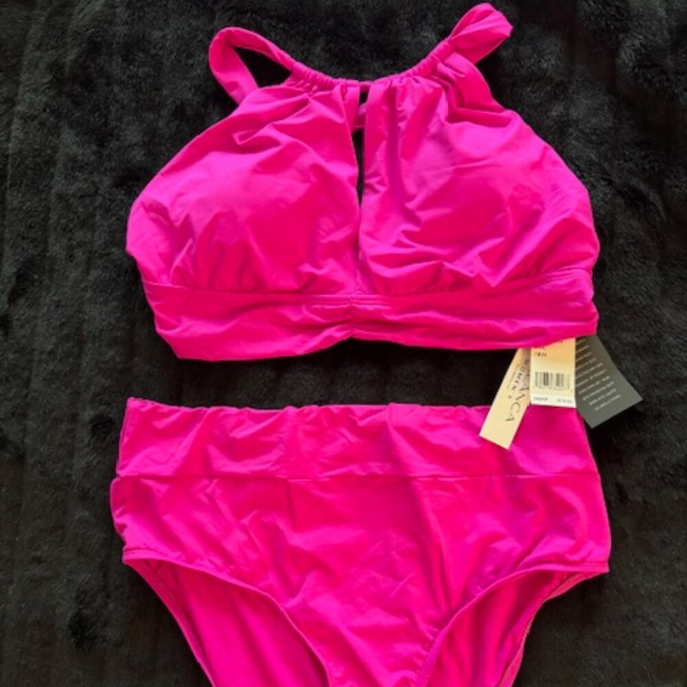 La Blanca Island Goddess orchid (fuchsia pink) bikini NWT